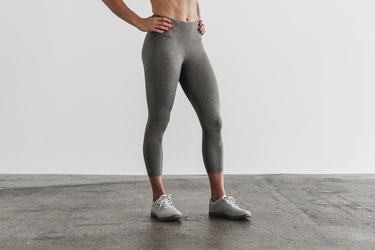 Nobull High-Rise Crop Plush Heather Women's Tights Grey | Australia (FT9438)